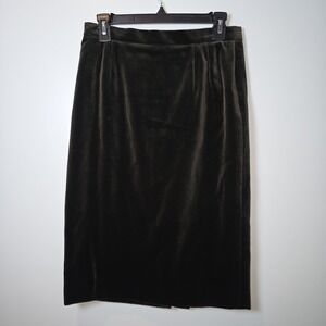 Vtg Louis Feraud Womens Velvet Black Pencil Skirt Classic 80s 90s Designer Sz 8